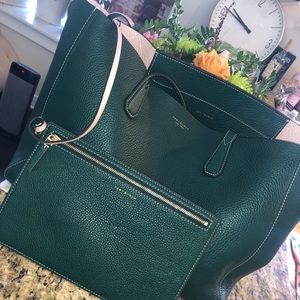 Tory Burch Tote Green / Baby Pink - reversible.